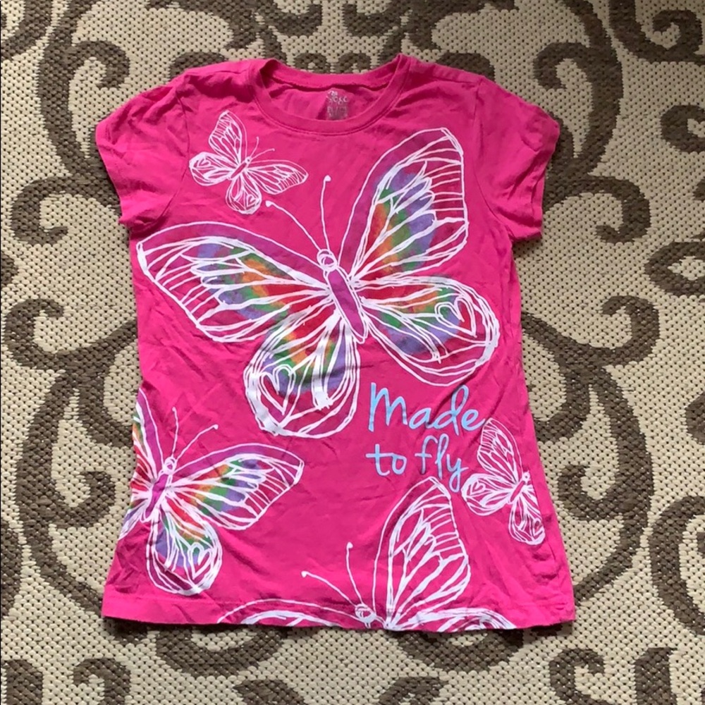 Girls Medium Cotton Butterfly Graphic Tee